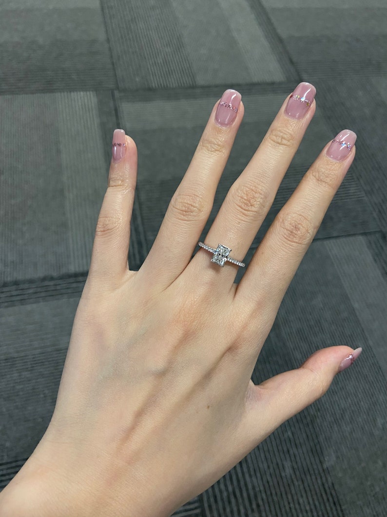 Marquise Shaped Three Stone Lab Grown Diamond Engagement Ring